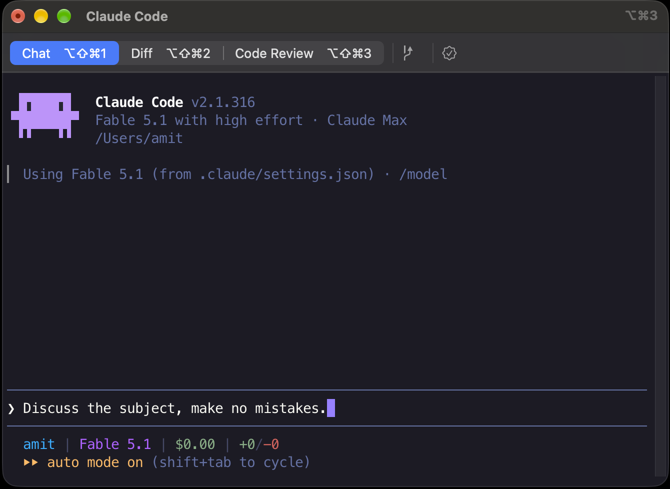 Claude Code: Discuss the subject, make no mistakes.